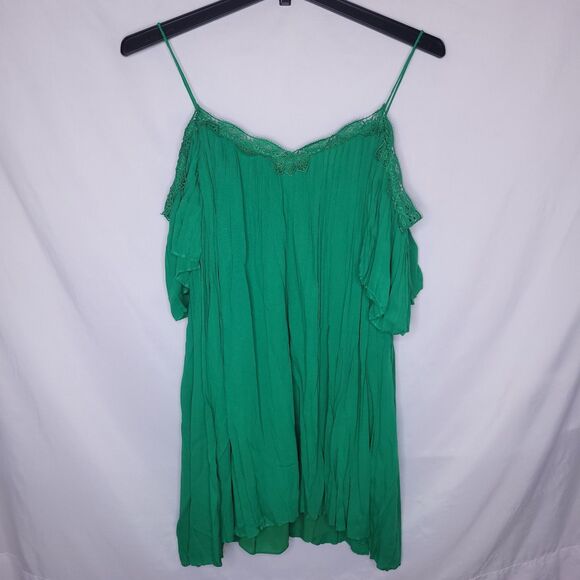 Alice Olivia Dress Small Green Pleated Cold Shoulder - Picture 5 of 11